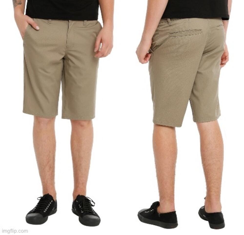 RUDE Hot Topic NWT Men's 26 Khaki Workwear Short Slim Straight Fit Long Inseam
